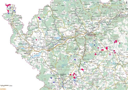 Mapa výskytu hnědáska chrastavcového aktuální a v minulosti.